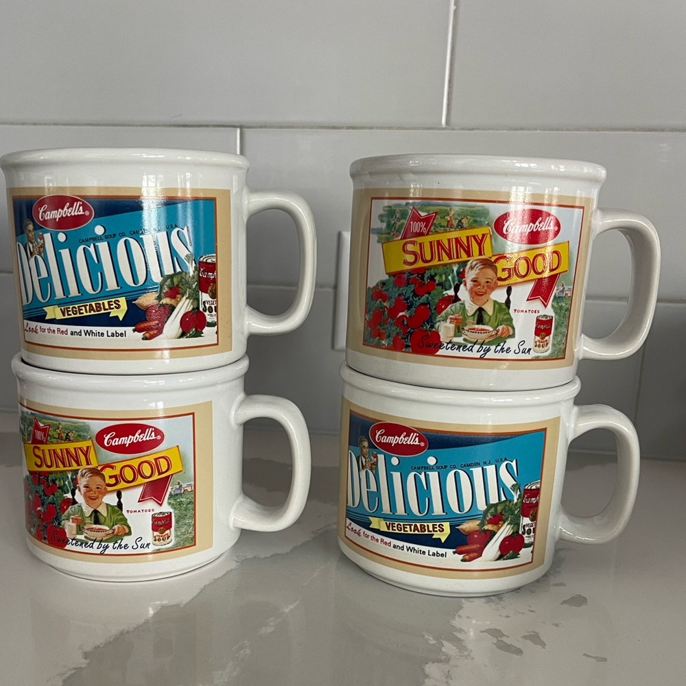 Vintage Campbells Soup Mug Set - White